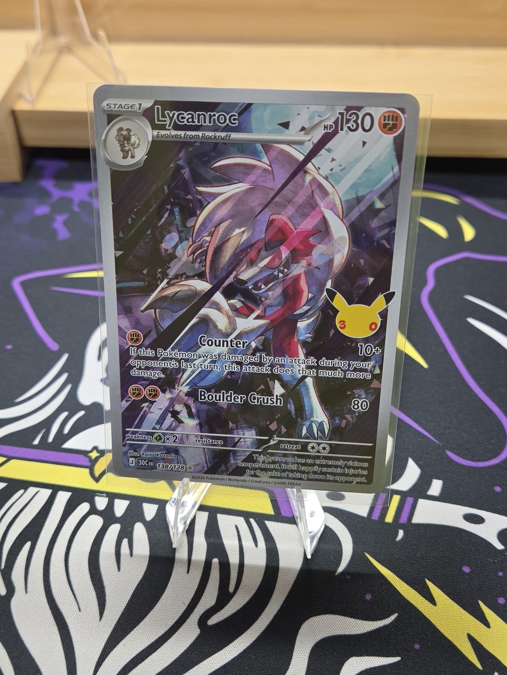 Pokemon 30th Celebrations Lycanroc Holo Trading Card